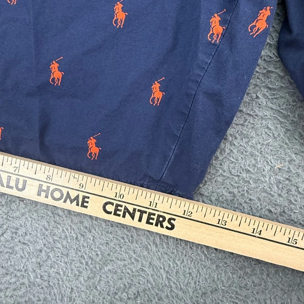 Polo‎ Ralph Lauren Pajama Shorts Mens M Navy Blue Orange Pony Logo Loungewear